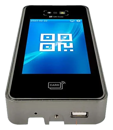 LEM 1009 terminal tilted to show its base and USB port
